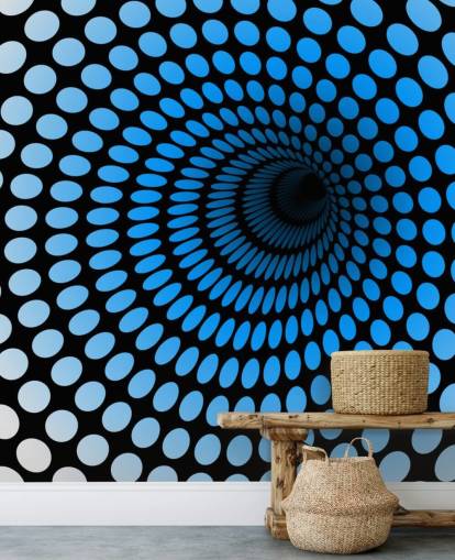 Papier peint tunnel 3D en pointillés bleus