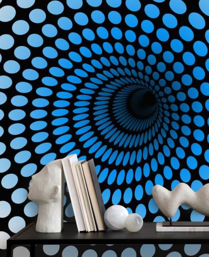 3D Blau gepunktete Tunnel-Tapete