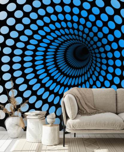 3D Blue Dotted Tunnel Wallpaper