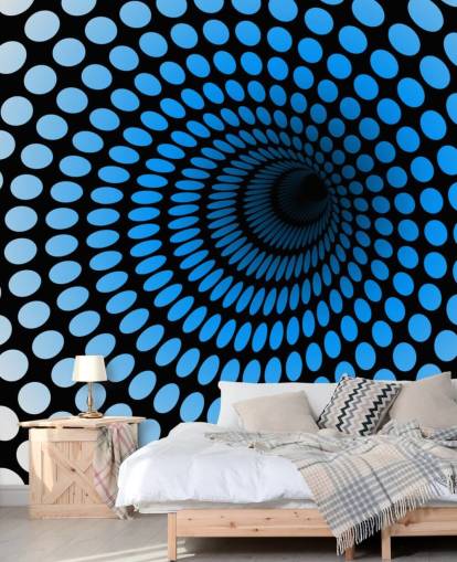 3D Blue Dotted Tunnel Wallpaper