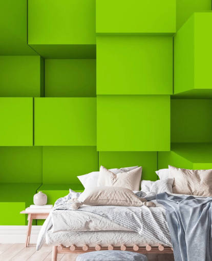 Carta da parati 3D Green Cube