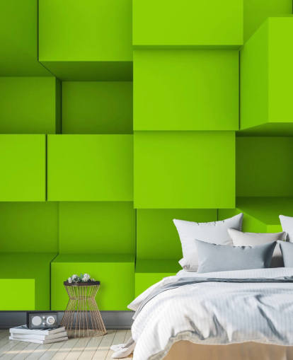 Papel de parede 3D Green Cube