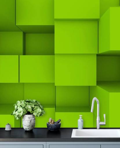 Fondo de pantalla 3D Green Cube