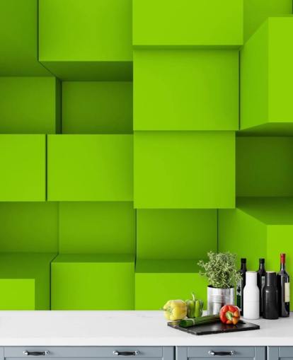 Papel de parede 3D Green Cube