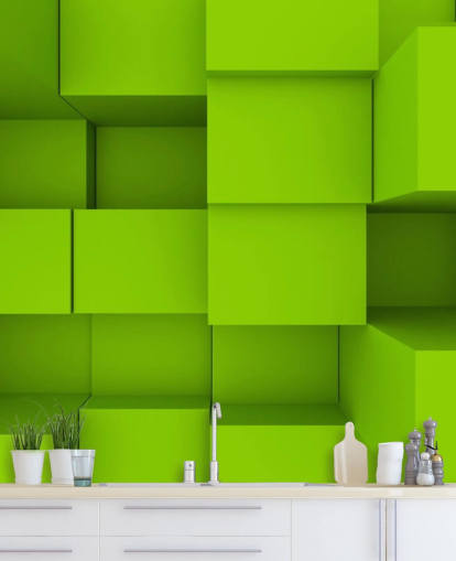 Fondo de pantalla 3D Green Cube
