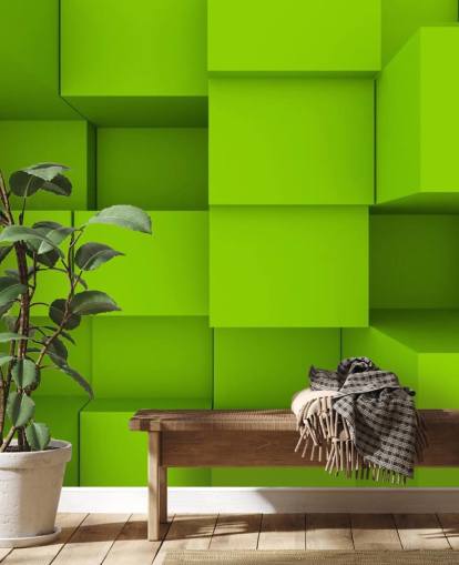 Papel de parede 3D Green Cube Papel de parede 3D Green Cube