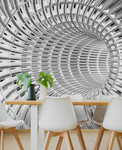 Sølv og hvid Metal 3D Tunnel Baggrund
