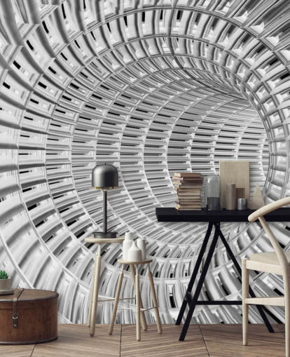 Sølv og hvitt metall 3D Tunnel Bakgrunn