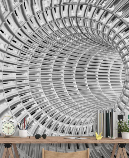 Sølv og hvitt metall 3D Tunnel Bakgrunn