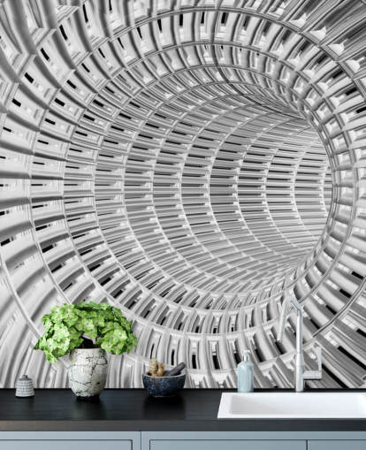 Sølv og hvid Metal 3D Tunnel Baggrund