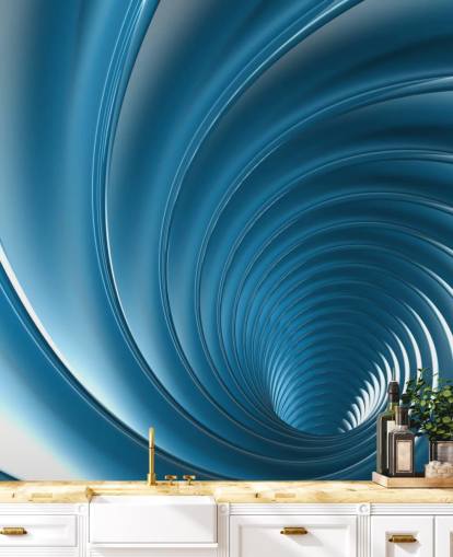 3D Blauer Wirbel-Tapete