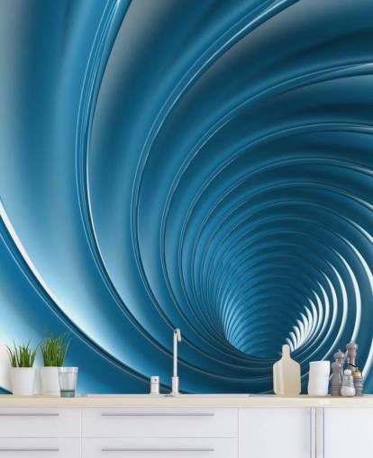 3D Blue Swirl behang