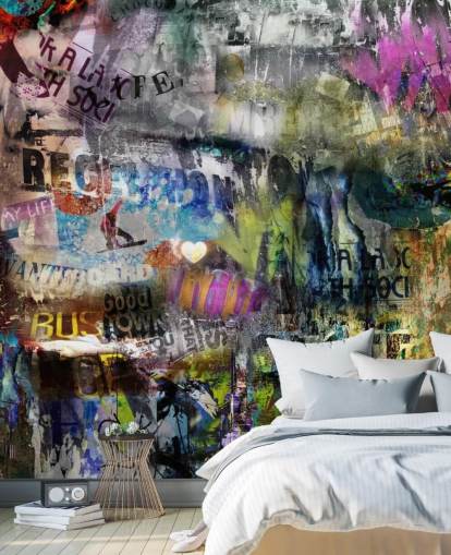 papier peint graffiti coloré personnalisable appelé Grunge pour chambres