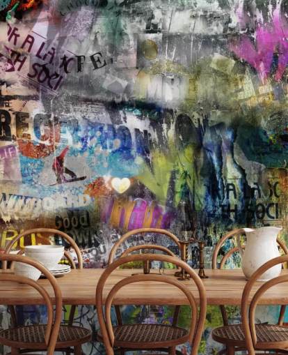 carta da parati murale colorata personalizzabile con graffiti chiamata Grunge per camere da letto