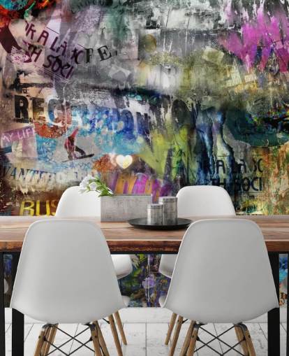 papier peint graffiti coloré personnalisable appelé Grunge pour chambres