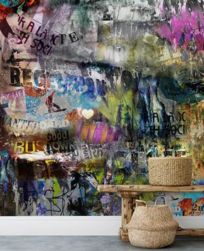 papier peint graffiti coloré personnalisable appelé Grunge pour chambres