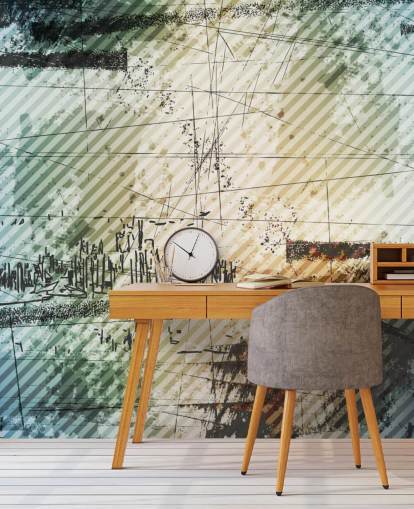 Blaue und graue abstrakte Tapete