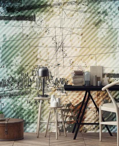 Papel pintado abstracto azul y gris