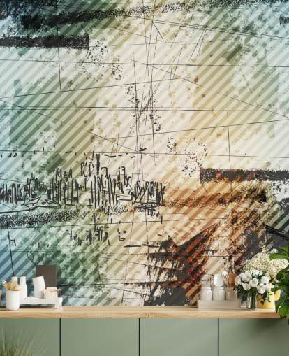 Papier Peint Abstrait Bleu et Gris