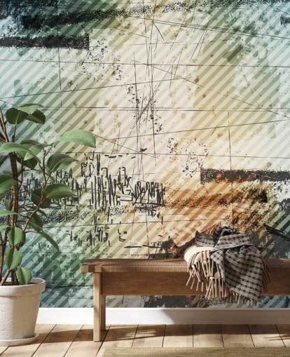 Papel pintado abstracto azul y gris