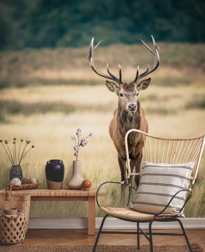 Lonely Red Stag Behang Lonely Red Stag Behang