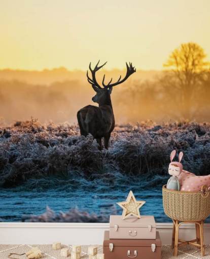 Red Deer Solopgang Vægmaleri Baggrund