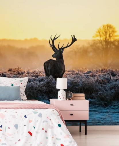 Red Deer Sunrise Wall Mural Wallpaper