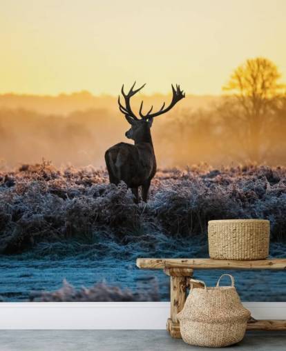 Red Deer Solopgang Vægmaleri Baggrund
