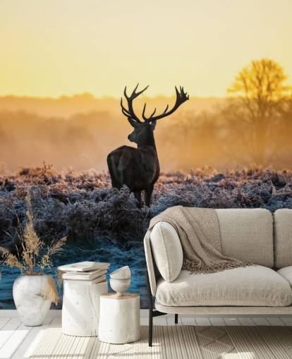Red Deer Sunrise Wall Mural Wallpaper