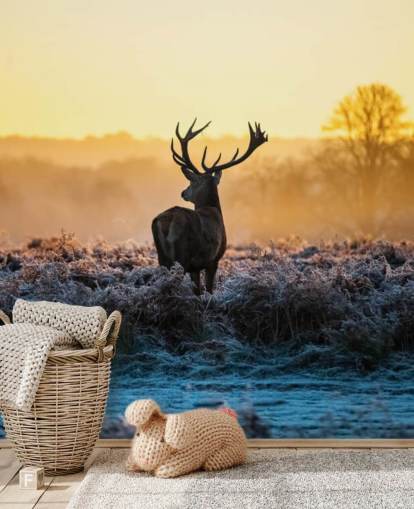 Red Deer Sunrise Wall Mural Wallpaper
