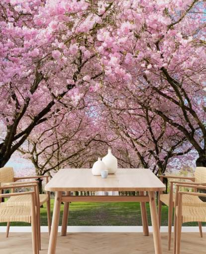 papel pintado rosa personalizable de cerezos en flor llamado Cherry Blossom Trees para dormitorios papel pintado rosa personalizable de cerezos en flor llamado Cherry Blossom Trees para dormitorios