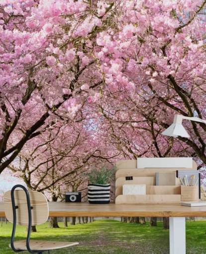 rosa anpassningsbar körsbärsblomma tapet kallad Cherry Blossom Trees för sovrum