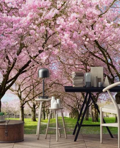 pink customizable cherry blossom wallpaper called Cherry Blossom Trees for bedrooms