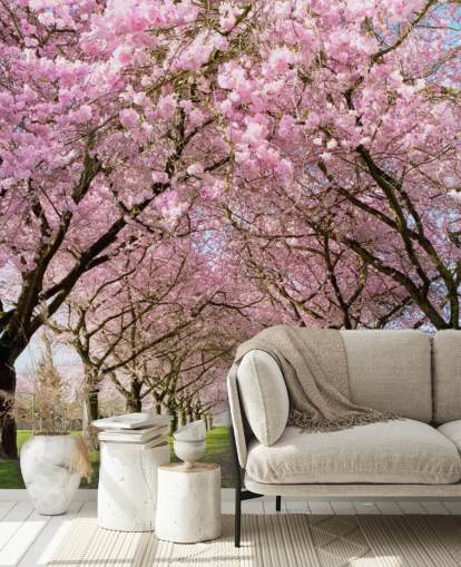 pink customizable cherry blossom wallpaper called Cherry Blossom Trees for bedrooms