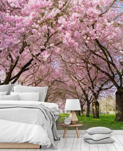 pink customizable cherry blossom wallpaper called Cherry Blossom Trees for bedrooms