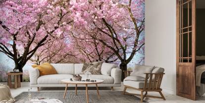Cherry Blossom Trees Wall Mural Wallpaper | Wallsauce UK