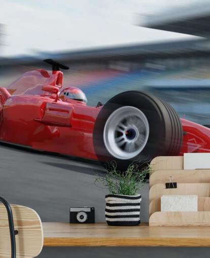 Mural de pared Coche F1 rojo en carrera