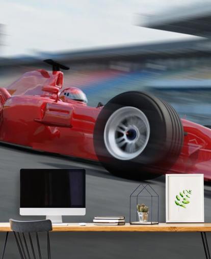 Rød F1 bil i Race Veggmaleri