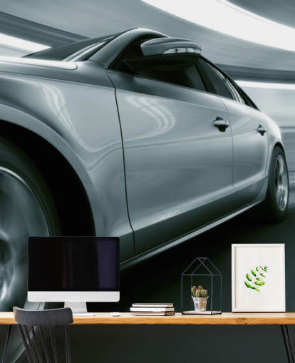 Grey Fast Car in Tunnel Wallpaper