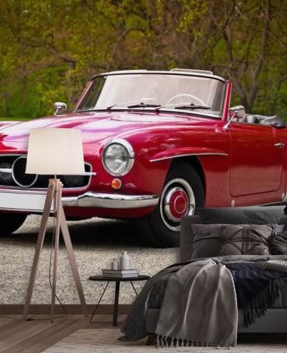 Red Vintage Merc Car behang muurschildering