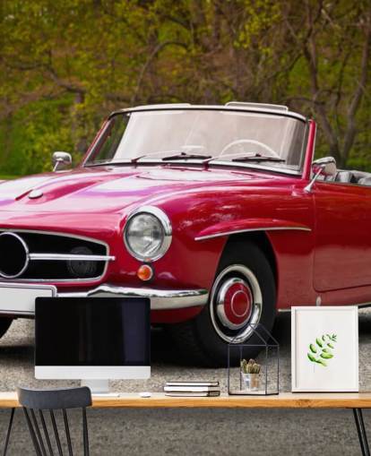 Papier Peint Fresque Voiture Merc Vintage Rouge