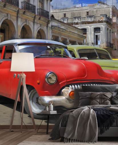 Mural de Parede de Carros Clássicos de Cuba