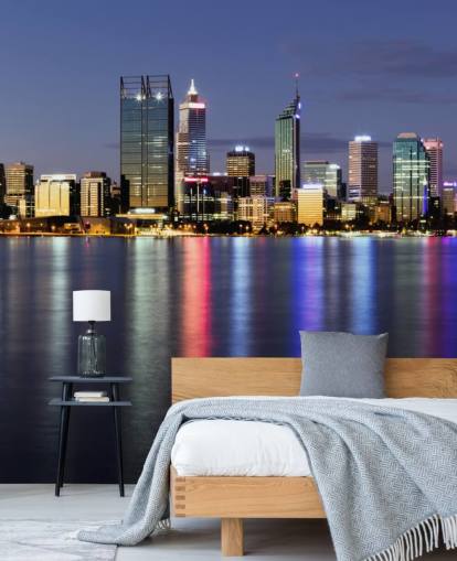 färgglada upplysta perth city scape tapeter