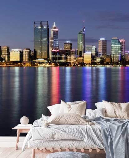 colourful lit up perth city scape wallpaper
