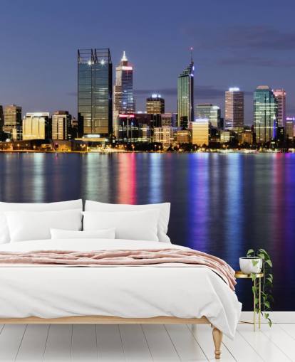 colourful lit up perth city scape wallpaper