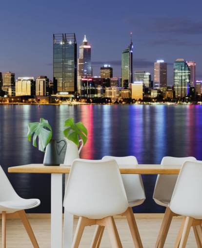 colourful lit up perth city scape wallpaper