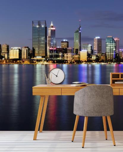 colourful lit up perth city scape wallpaper