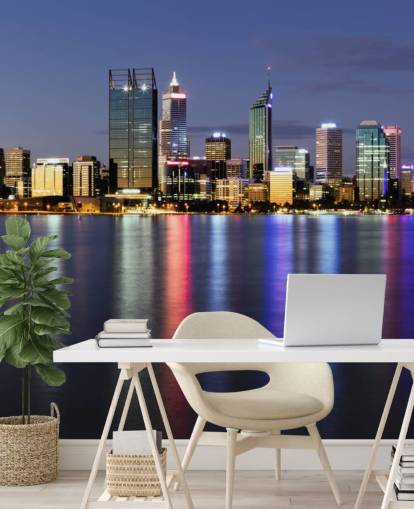 colourful lit up perth city scape wallpaper