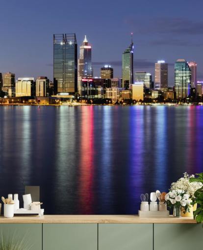 carta da parati colorata illuminata perth city scape
