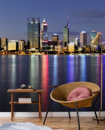colourful lit up perth city scape wallpaper